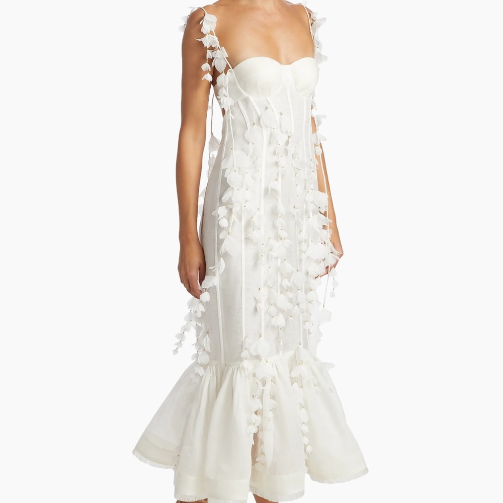 Zimmerman petal appliqué linen dress